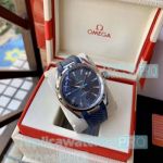 Discount Price Copy Omega Seamaster Aqua Terra Blue Dial Blue Rubber Strap Men's Watch